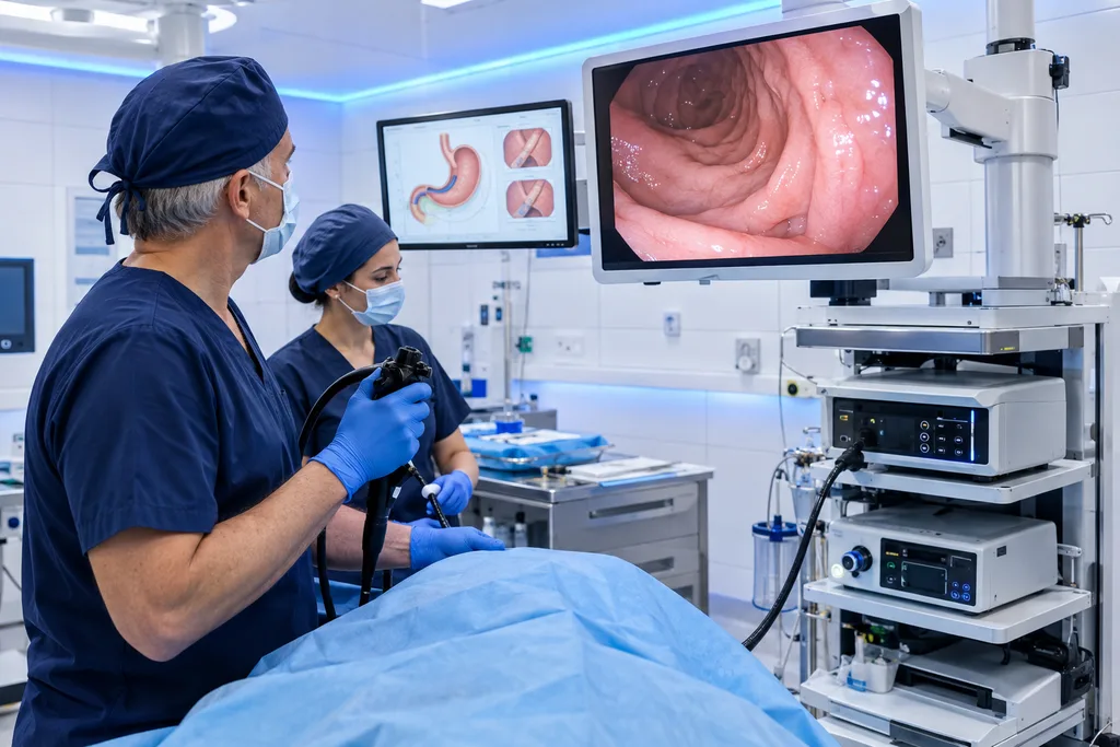 Illustrative: surgeon performing an endoscopic revision procedure