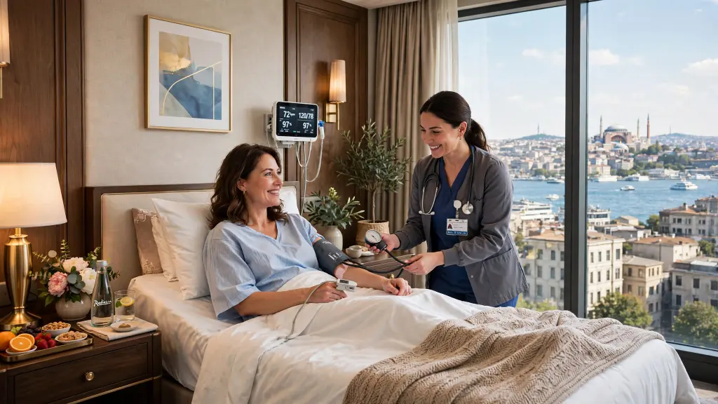 Private recovery room at Liv Hospital Vadistanbul after bariatric surgery